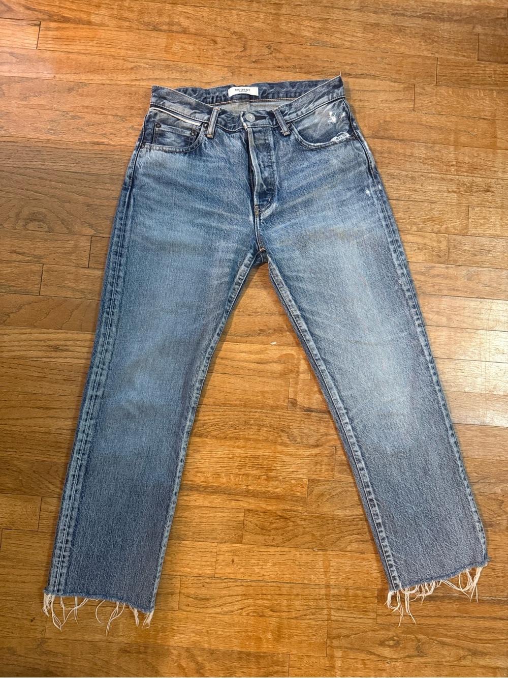 MOUSSY Vintage High Rise Slim Straight Jeans Size 26 Raw Hem - Made in Japan